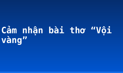 Cảm nhận bài thơ “Vội vàng”