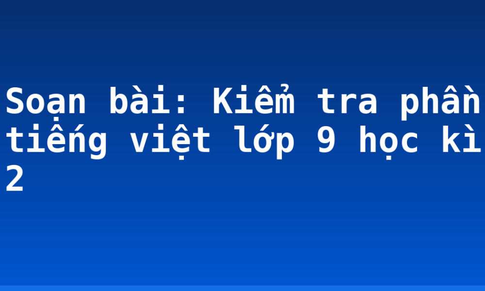 Soạn bài: Kiểm tra phần tiếng việt lớp 9 học kì 2