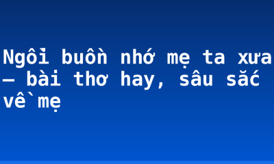 Ngồi buồn nhớ mẹ ta xưa – bài thơ hay, sâu sắc về mẹ