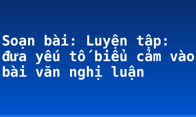 Soạn bài: Luyện tập: đưa yếu tố biểu cảm vào bài văn nghị luận