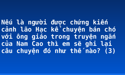 Nếu là người được chứng kiến cảnh lão Hạc kể chuyện bán chó với ông giáo trong truyện ngắn của Nam Cao thì em sẽ ghi lại câu chuyện đó như thế nào? (3)