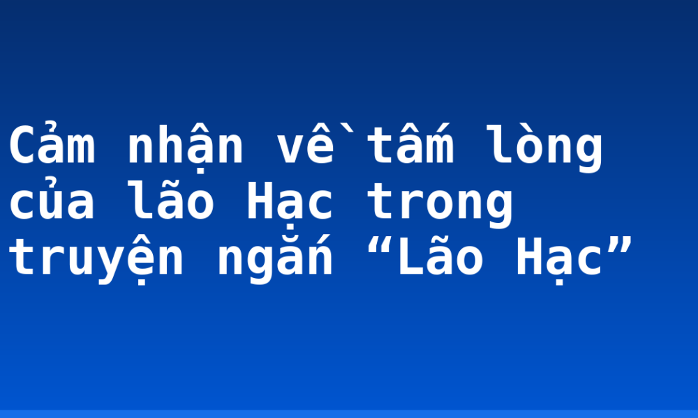 Cảm nhận về tấm lòng của lão Hạc trong truyện ngắn “Lão Hạc”
