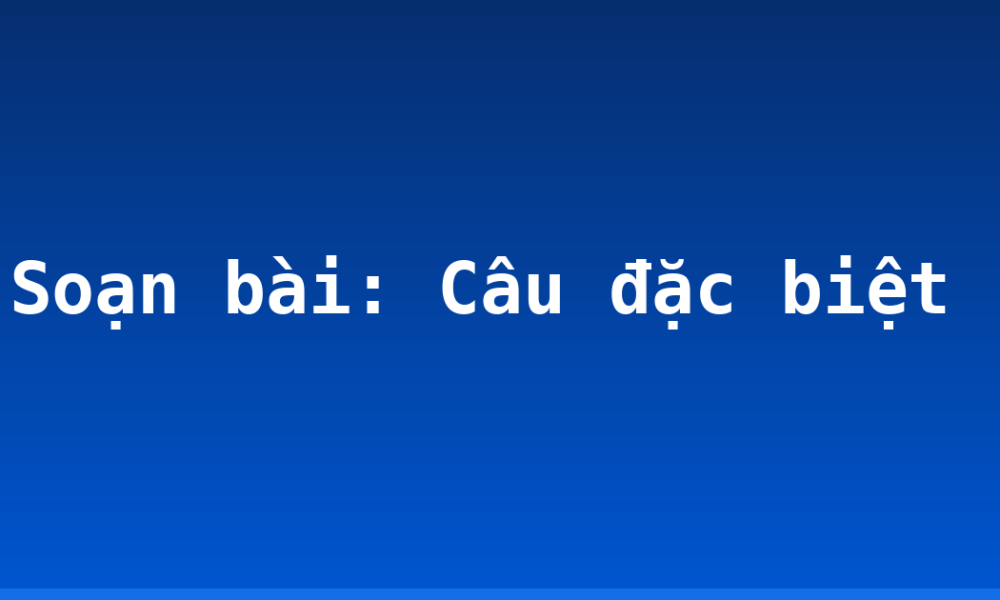 Soạn bài: Câu đặc biệt