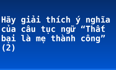 Hãy giải thích ý nghĩa của câu tục ngữ “Thất bại là mẹ thành công” (2)
