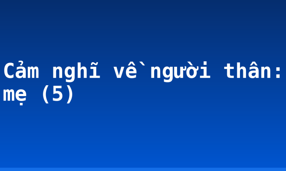 Cảm nghĩ về người thân: mẹ (5)