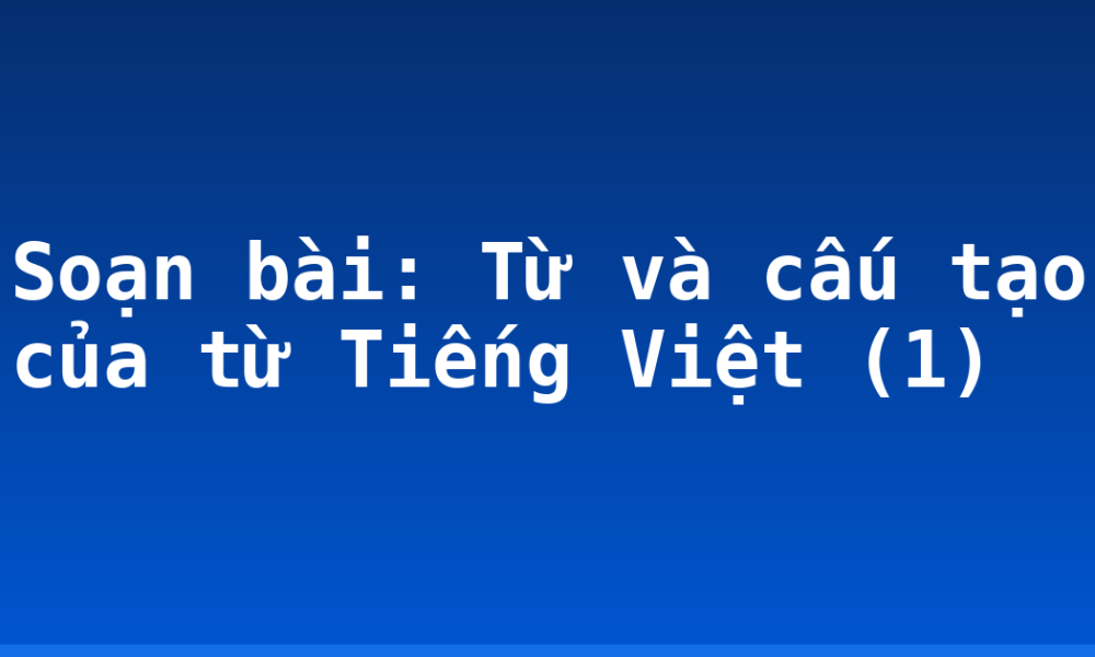 Soạn bài: Từ và cấu tạo của từ Tiếng Việt (1)