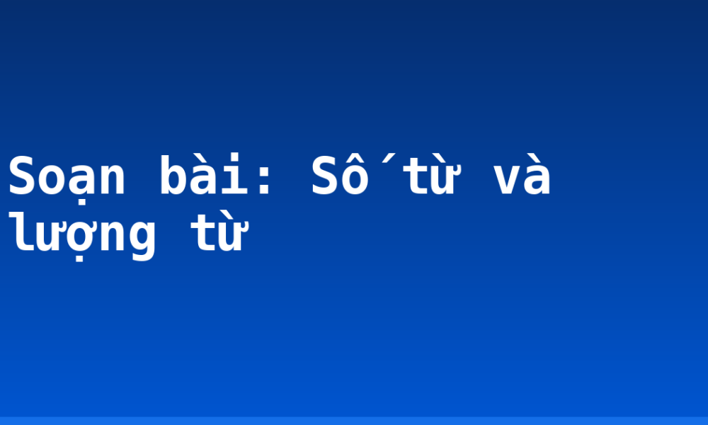 Soạn bài: Số từ và lượng từ