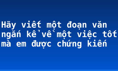 Hãy viết một đoạn văn ngắn kể về một việc tốt mà em được chứng kiến