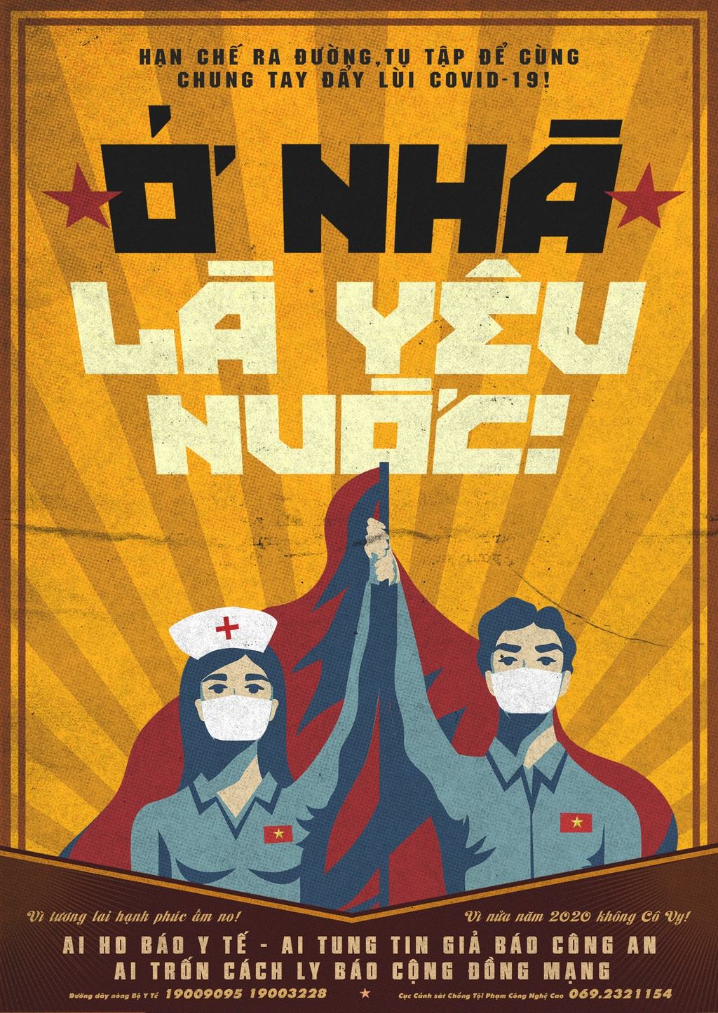 Ban poster co dong ‘O nha la yeu nuoc’ de mua gao tang nguoi ngheo hinh anh 2 Propaganda_COVID19_f_.jpg