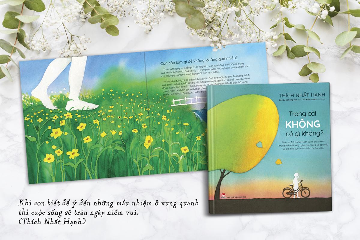 Bìa và hình minh họa sách Trong cái Không có gì không? của Nhà xuất bản Kim Đồng.