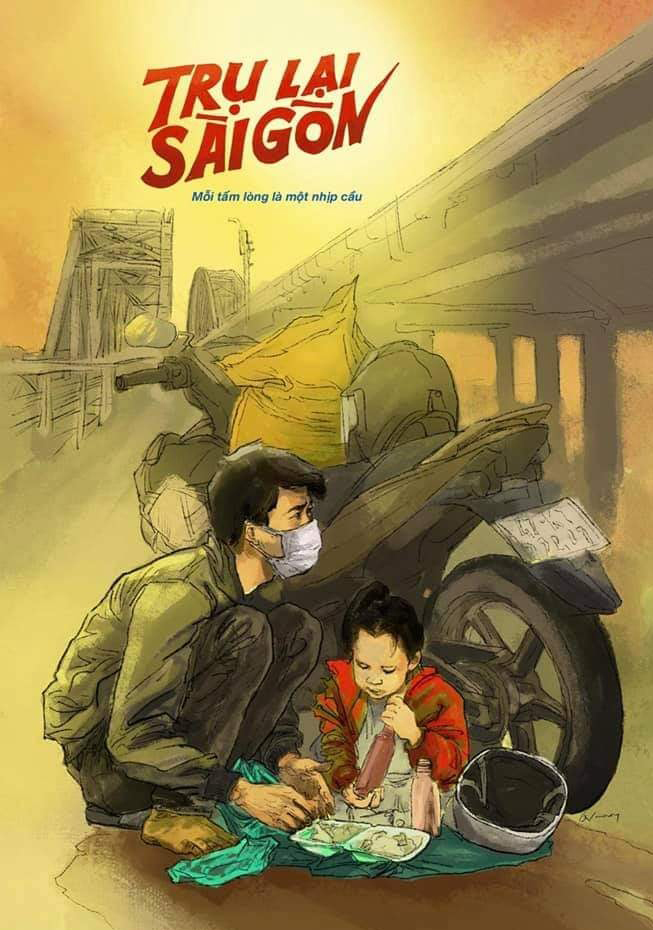 Tranh về Sài Gòn thời dịch của họa sĩ Trần Trung Lĩnh.